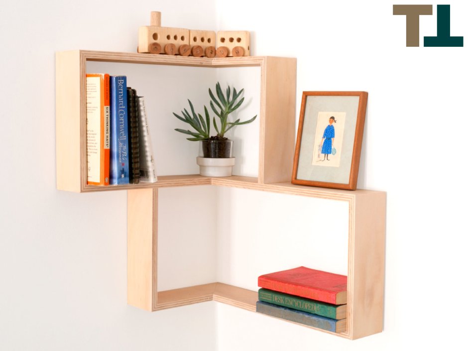 Полка угловая подвесная книжная