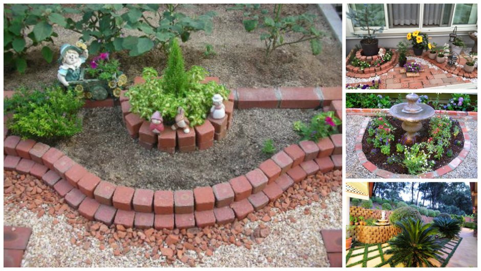 Ограждение для клумбы из кирпича