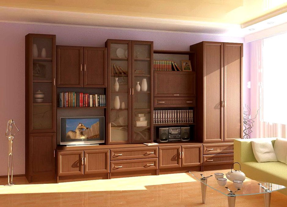 Стенка в гостиную без телевизора