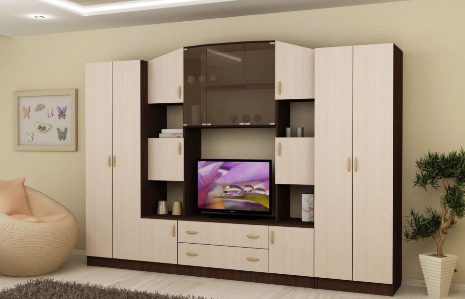 Стенка Марина 9 в цвете молочный дуб