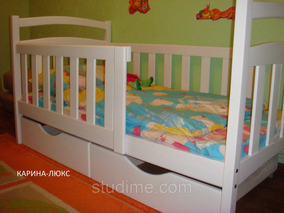 Кровать детская Карина с ящиками и бортиком