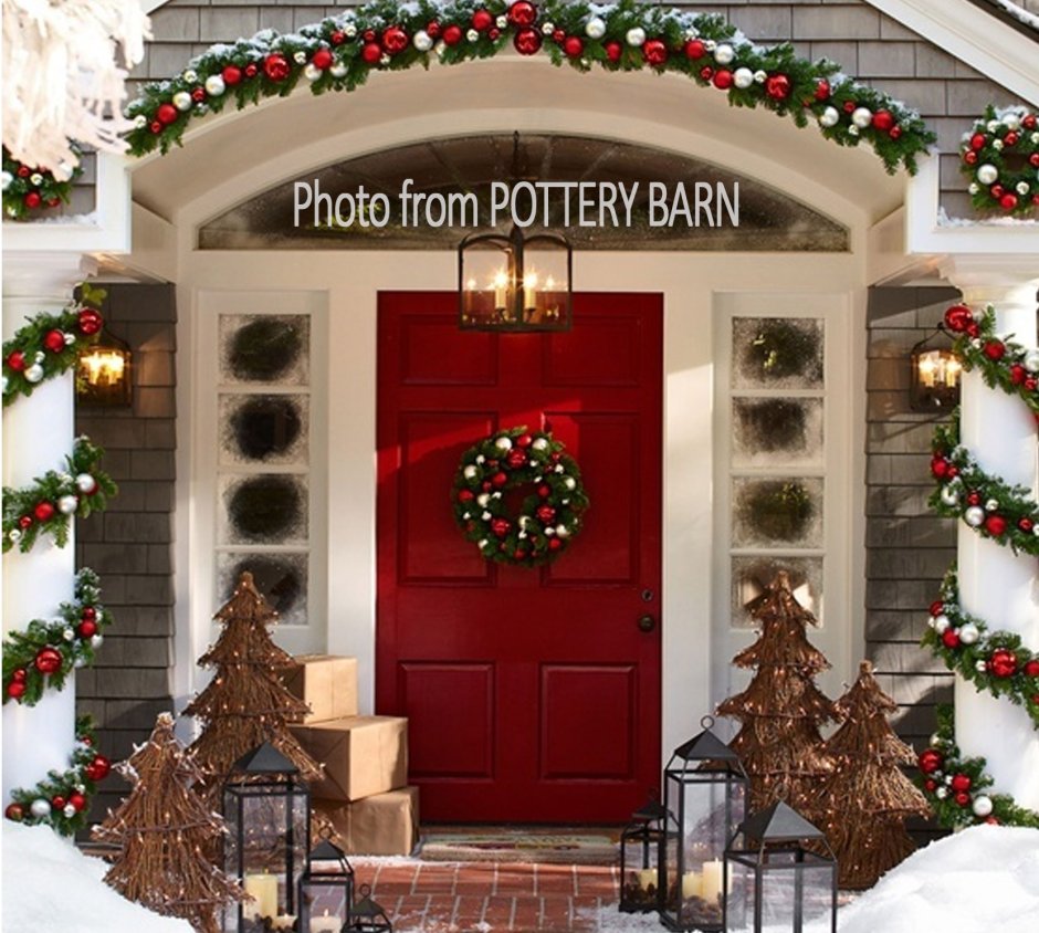 Новогоднее украшение входной группы