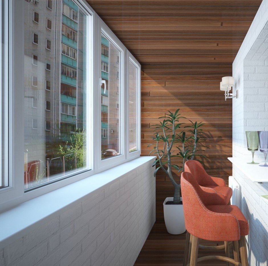 Отделка лоджии деревом