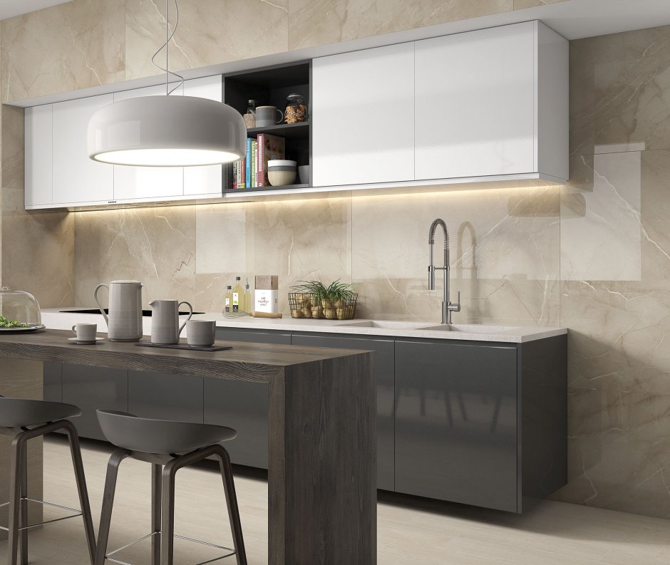 Керамогранит на стену в кухне