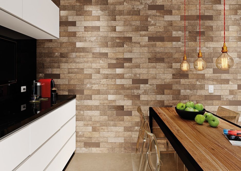 Отделка стен кухни керамогранитом