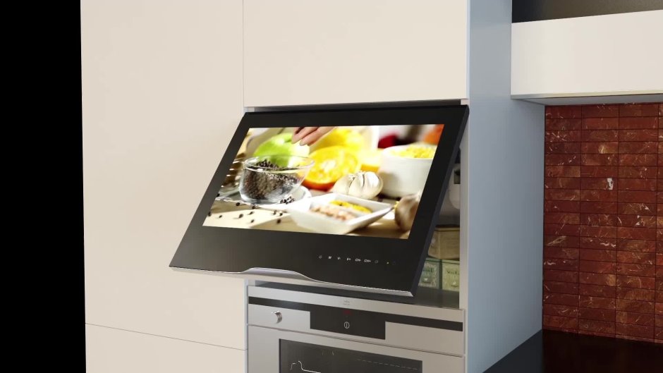 Кухня с большим телевизором