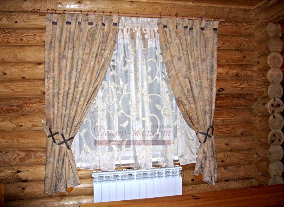 Шторы для бани в деревенском стиле