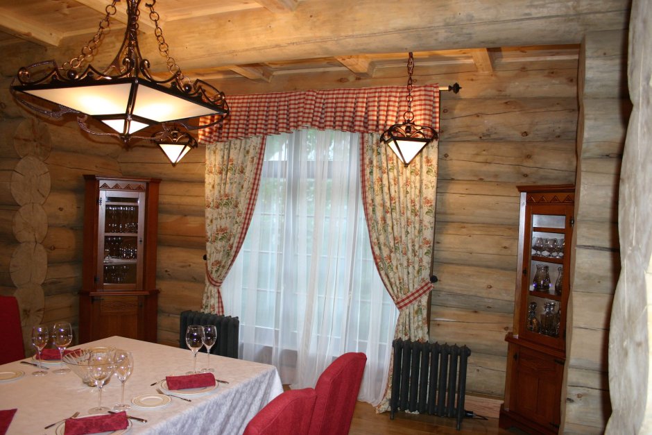 Шторы для бани в деревенском стиле