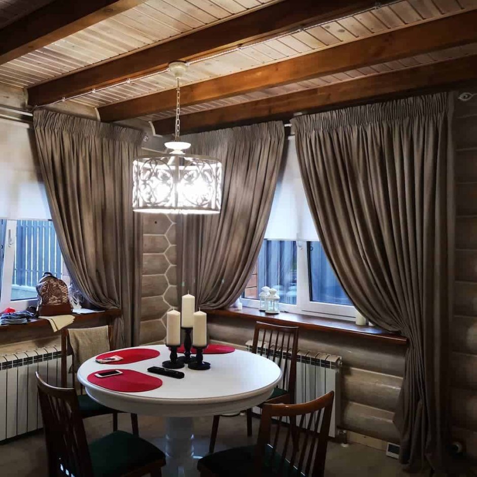 Занавески в баню в деревенском стиле