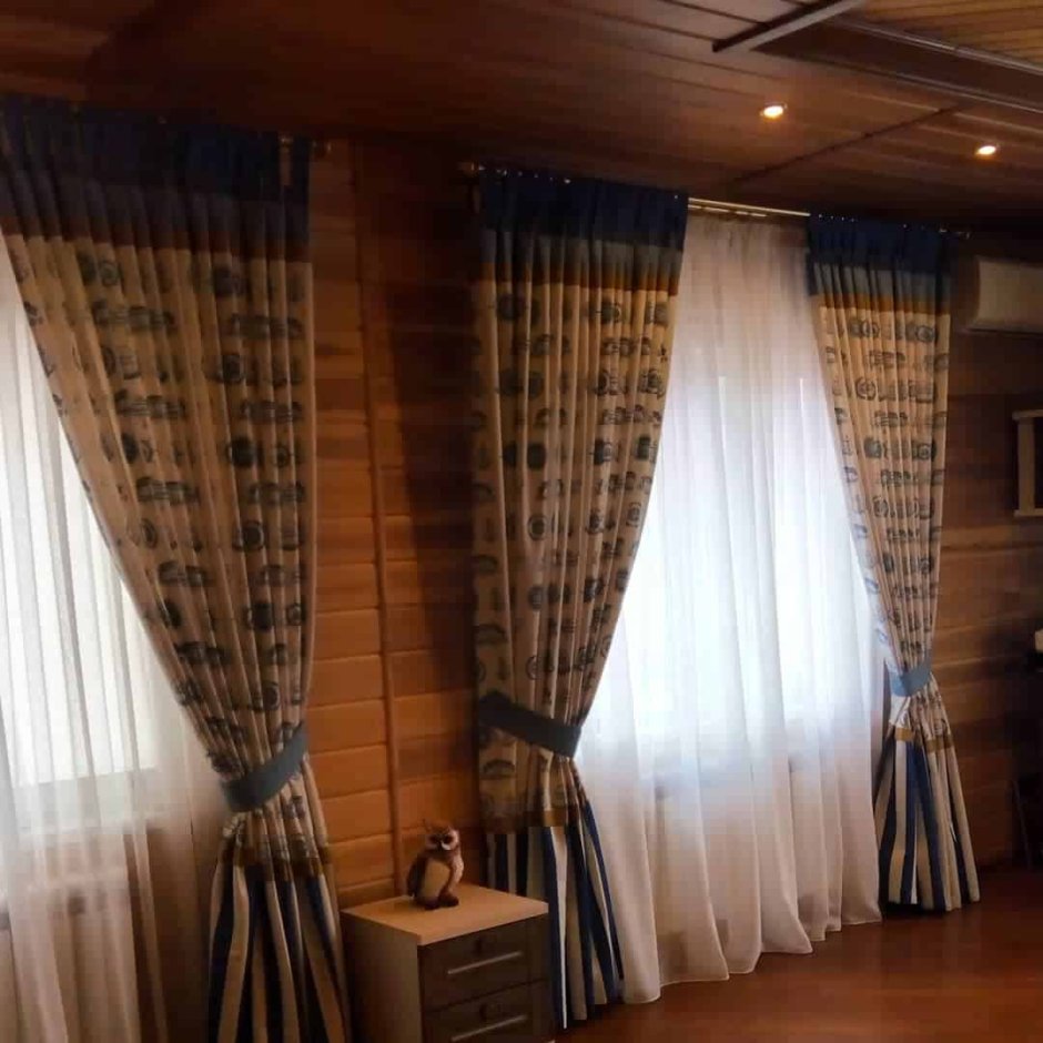 Шторы для зала в деревенском доме