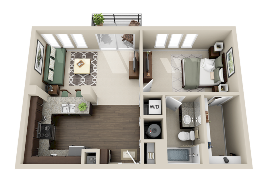 Однокомнатная квартира план сверху