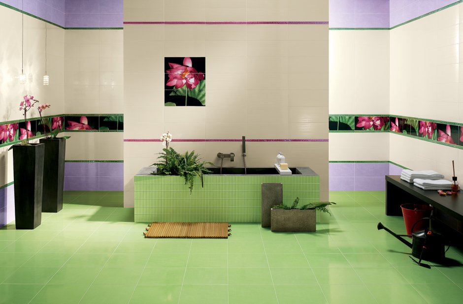 Зеленая плитка на пол