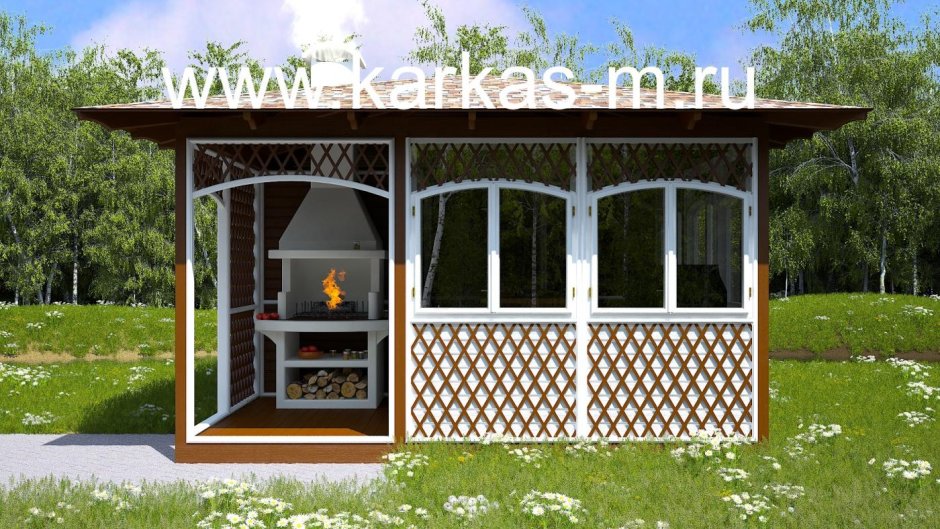 Навес деревянный односкатный 42 МХ 5м