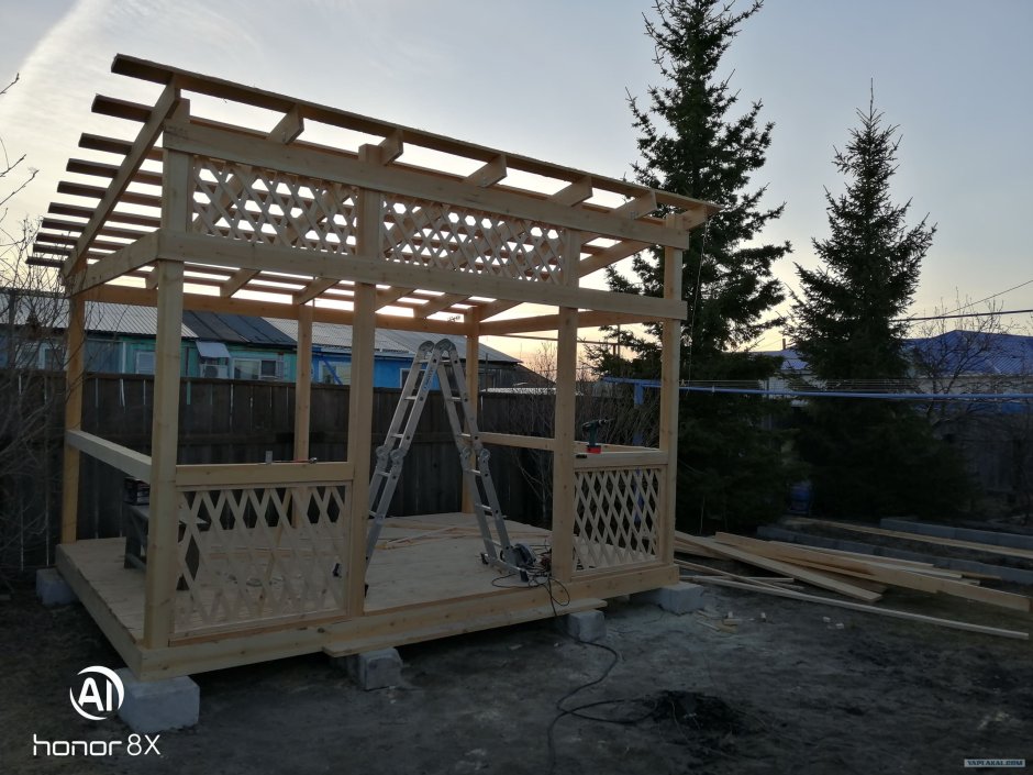 Односкатная беседка 4х4