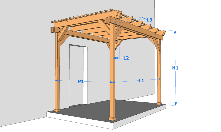 Высота беседки стандарт с односкатной крышей