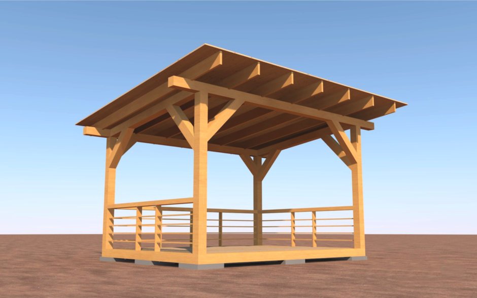 Беседка односкатная 3х3