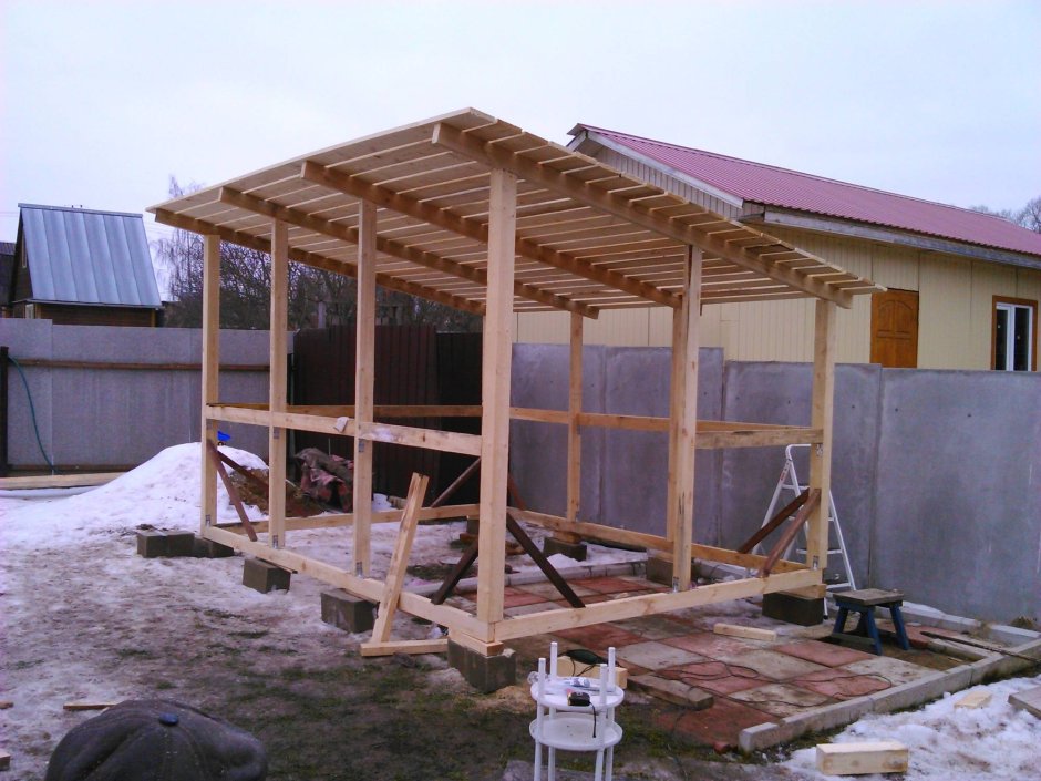 Беседка с односкатной крышей 20м2