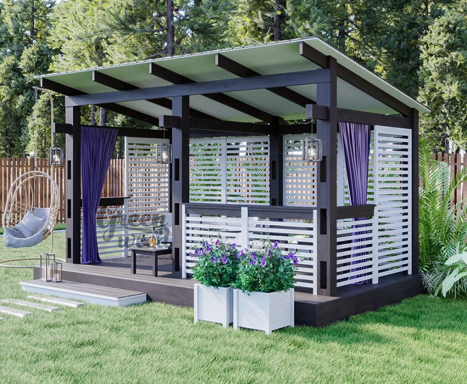 Садовая односкатная беседка 3на5