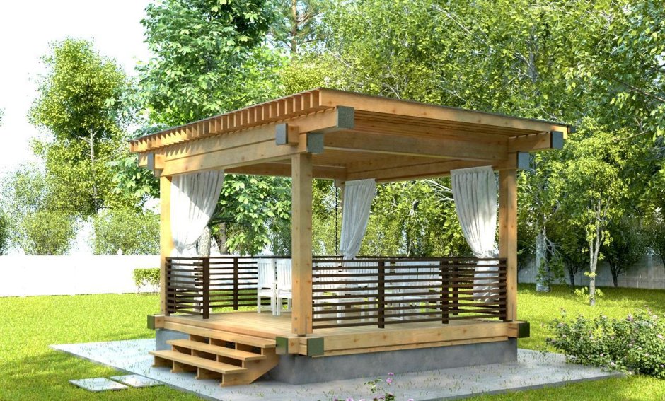 Садовая односкатная беседка 3на5
