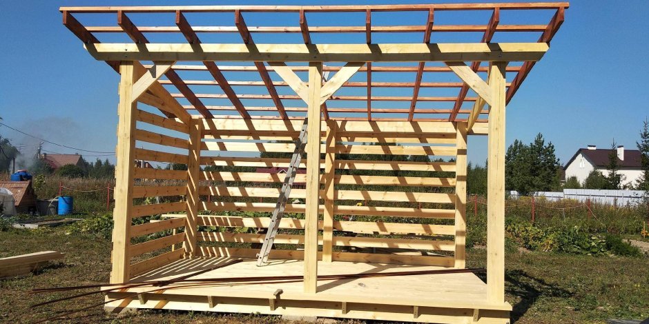 Садовая односкатная беседка 3на5