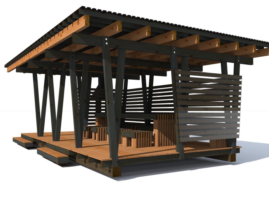 Беседка односкатная 3х3