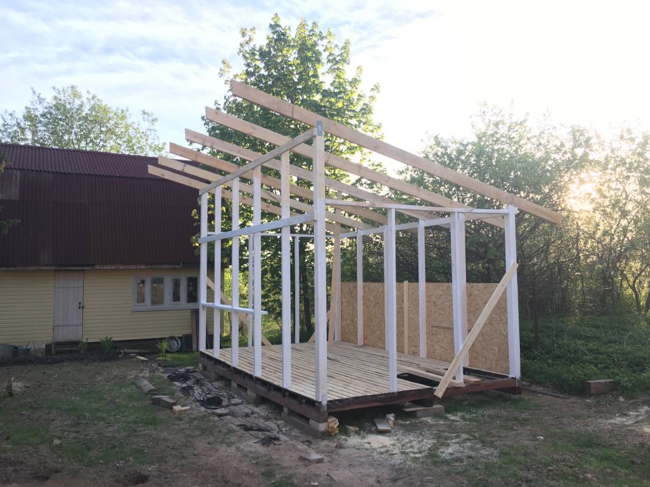 Навес из бруса 100х100 односкатный