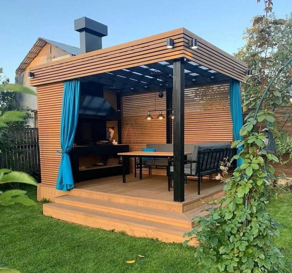 Проект патио с односкатной крышей