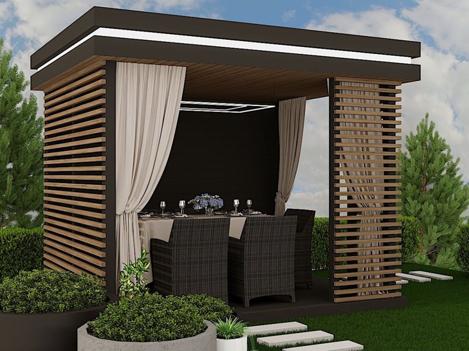 Современные беседки из кирпича