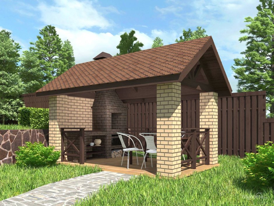 Веранда патио с мангалом