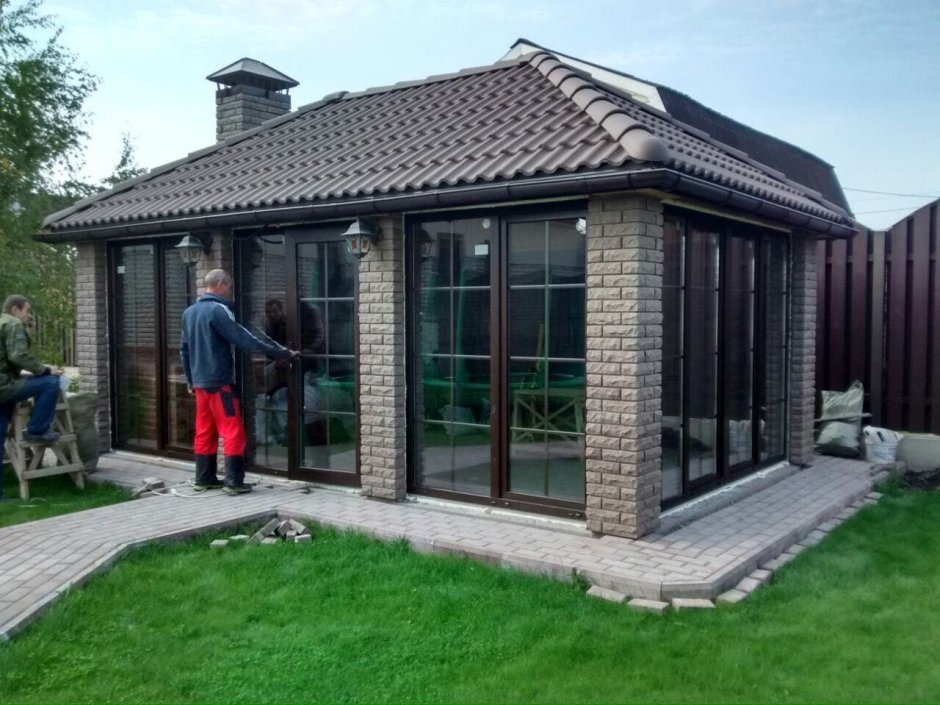 Пергола патио с мангалом