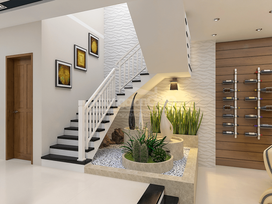 Лестница с панорамным окном