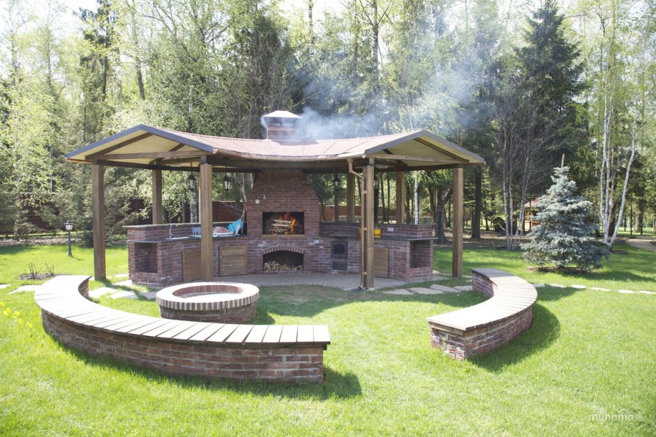 Мангальная зона с тандыром казаном и мангалом