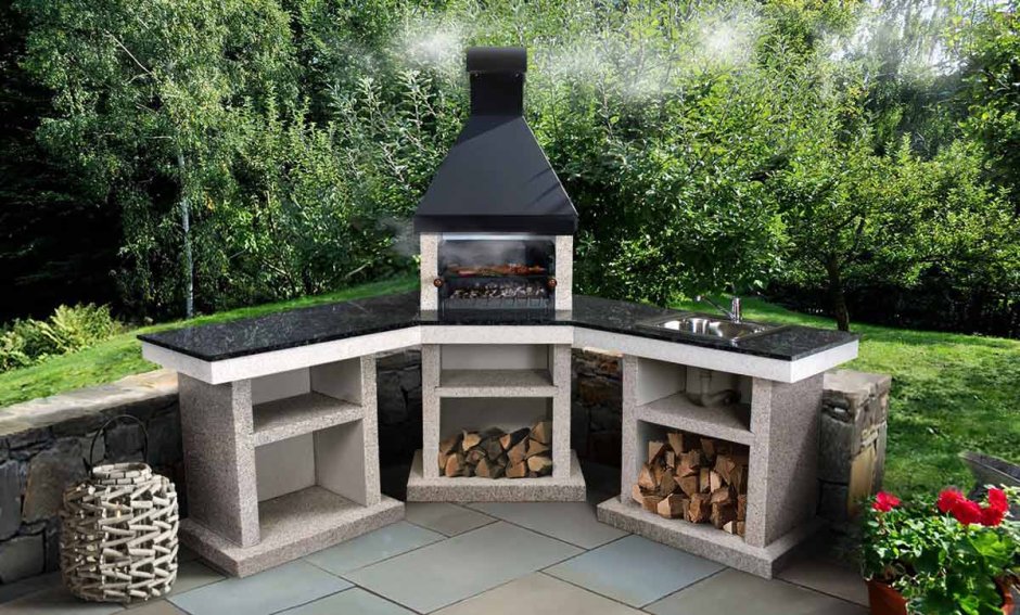 Мангальная зона с казаном и мангалом