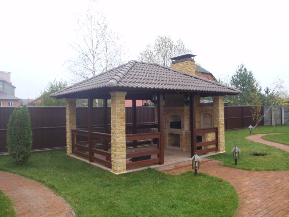 Мангальная зона с казаном и мангалом