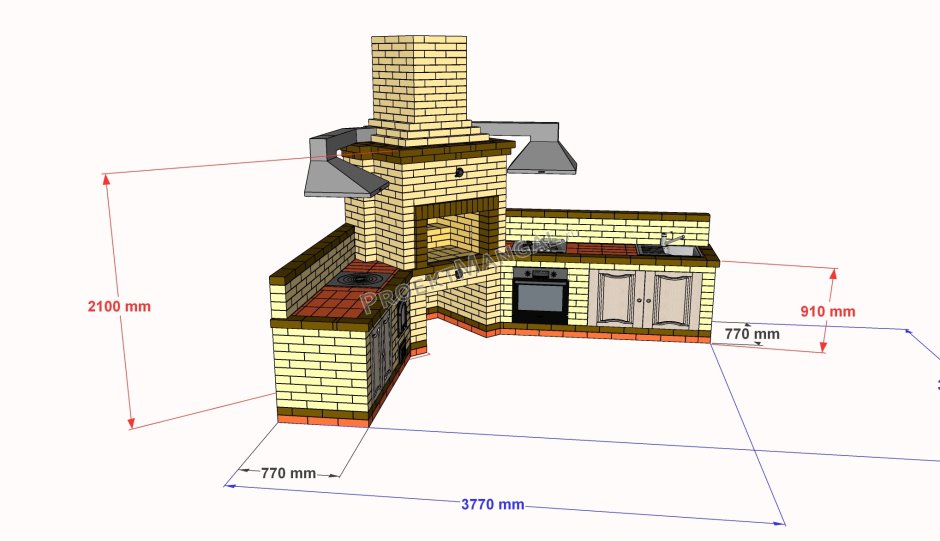 Угловая беседка с барбекю