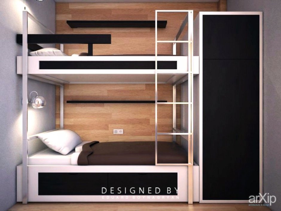 Встроенные 2 ярусная кровать