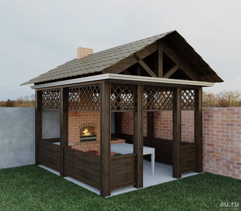 Беседки патио зона с мангалом