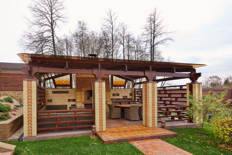 Беседки с мангалом 5на10м