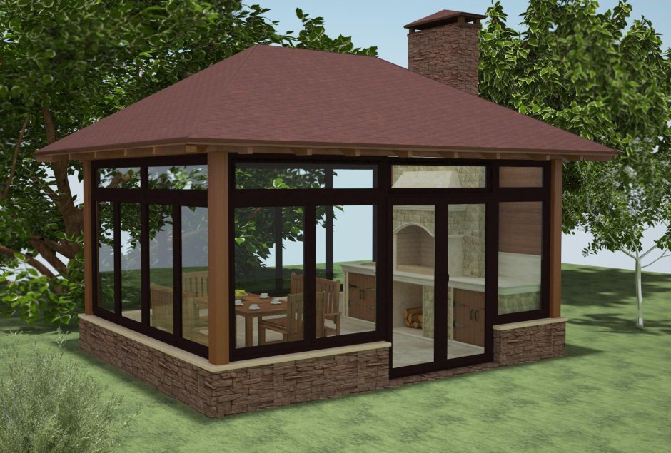 Фазенда террасы беседки барбекю