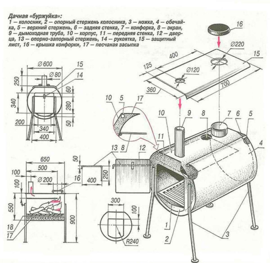 Печка из газового баллона своими руками чертежи