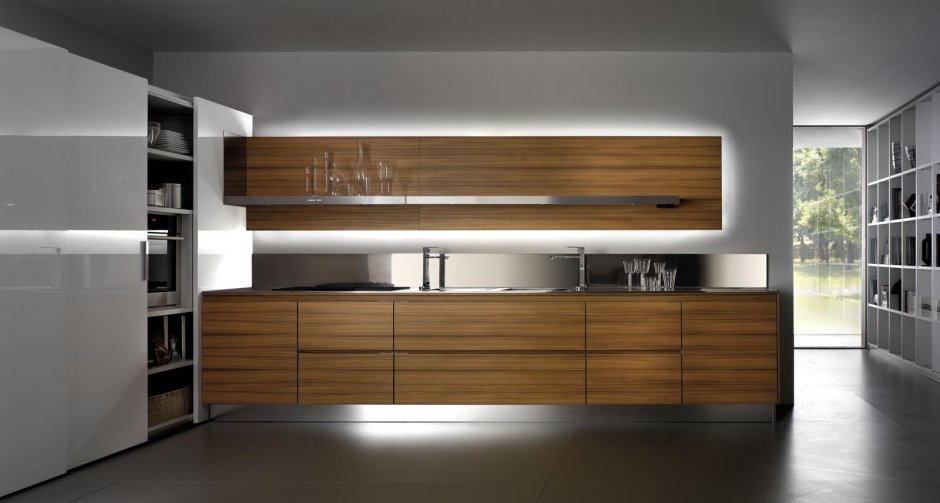 Кухня с подвесными нижними шкафами