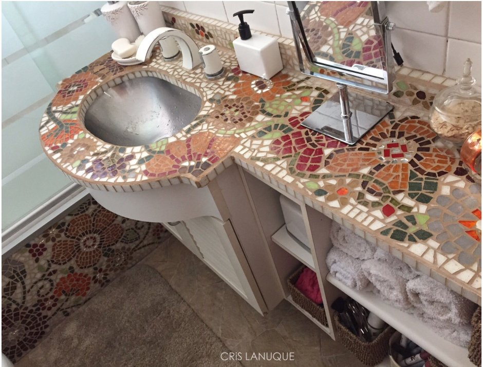 Торец столешницы из плитки