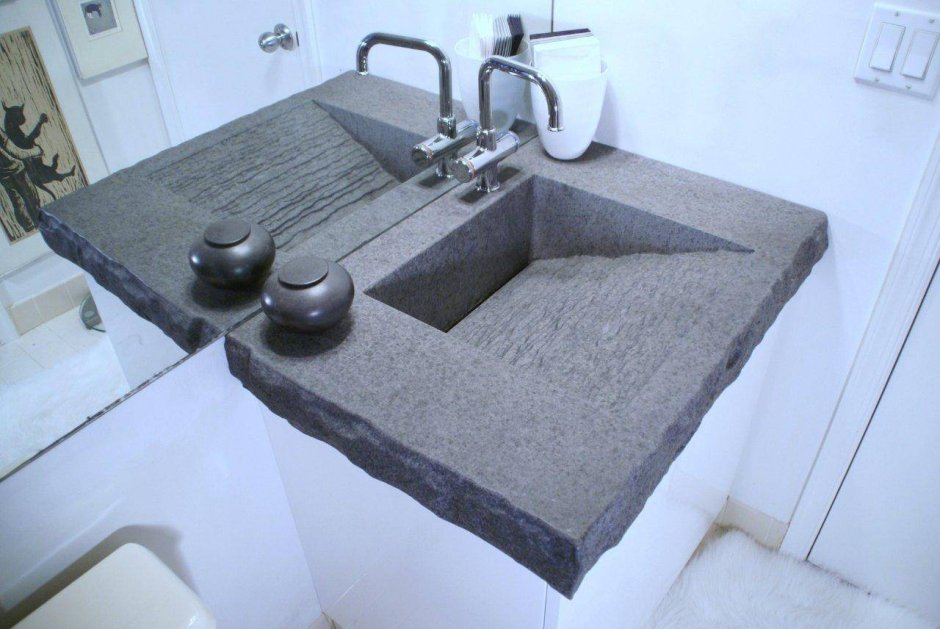 Столешница с интегрированной раковиной из бетона