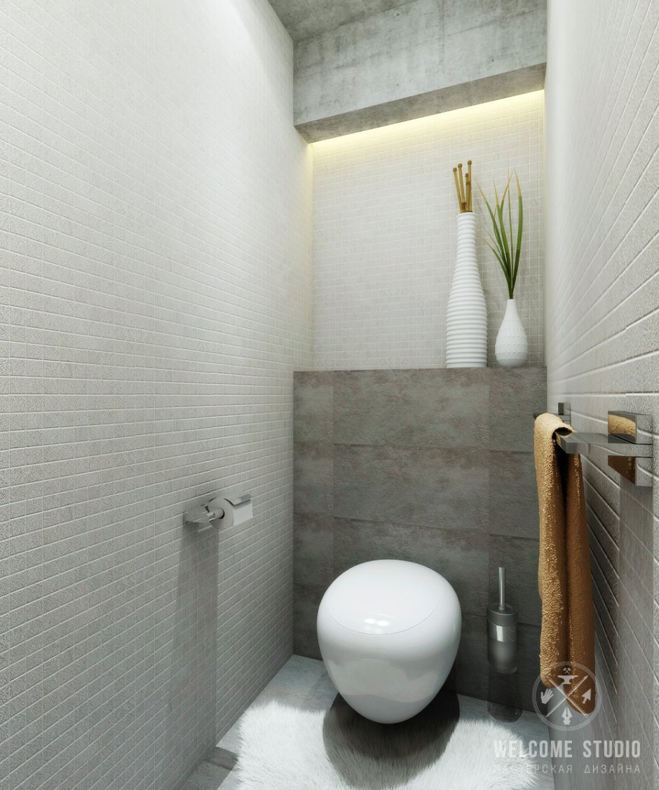 Встроенные полочки в туалете