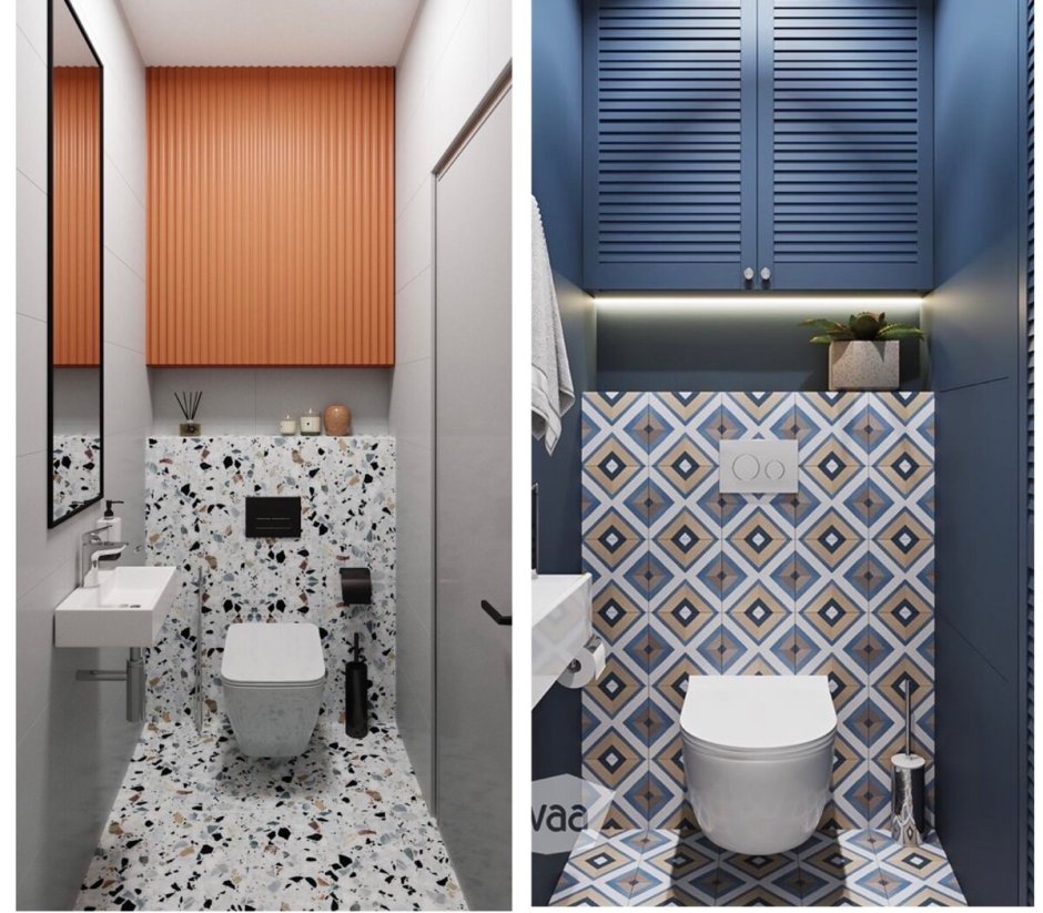 Современный санузел с деревом