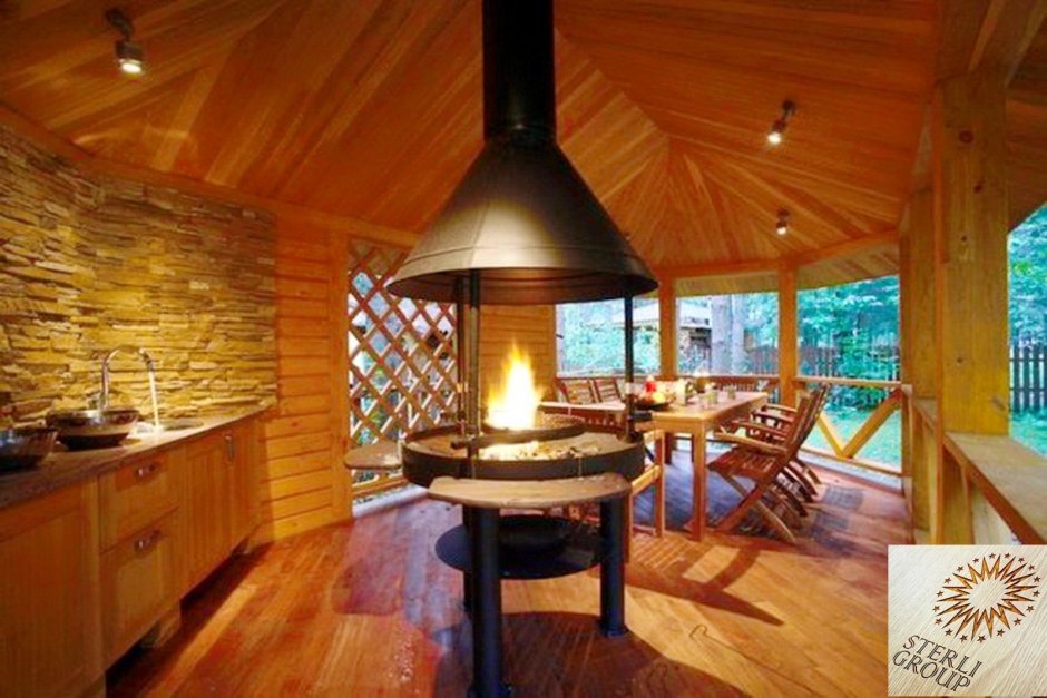 Зимняя беседка с мангальной зоной