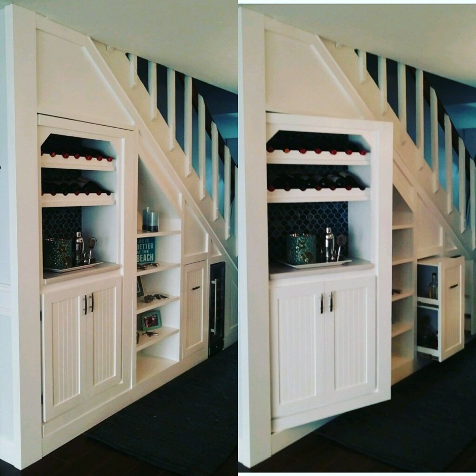 Морозильник под лестницей