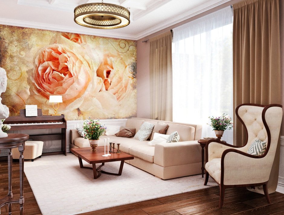 Современные фрески в гостиной