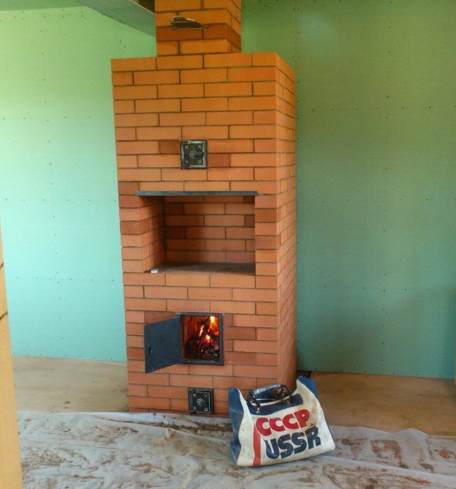 Печь галанка 3 х оборотный дымоход с плитой