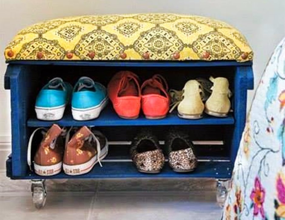 Полка для обуви деревянная лофт